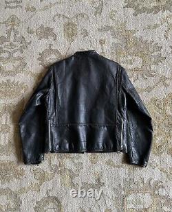 VTG 60s Brooks Leather Gold Label Cafe Racer Biker Motorcycle Jacket Sz 40 Black