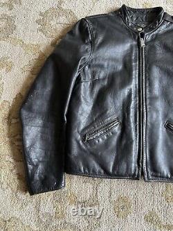 VTG 60s Brooks Leather Gold Label Cafe Racer Biker Motorcycle Jacket Sz 40 Black
