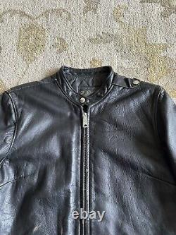 VTG 60s Brooks Leather Gold Label Cafe Racer Biker Motorcycle Jacket Sz 40 Black