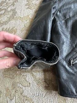 VTG 60s Brooks Leather Gold Label Cafe Racer Biker Motorcycle Jacket Sz 40 Black