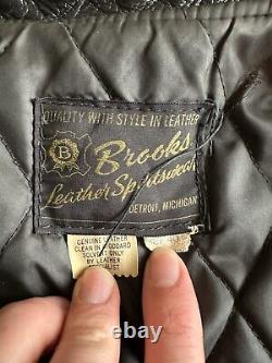 VTG 60s Brooks Leather Gold Label Cafe Racer Biker Motorcycle Jacket Sz 40 Black
