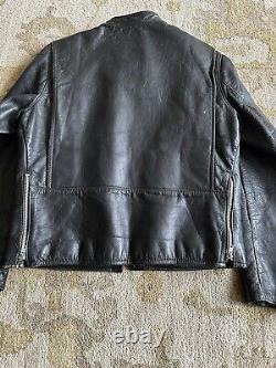 VTG 60s Brooks Leather Gold Label Cafe Racer Biker Motorcycle Jacket Sz 40 Black