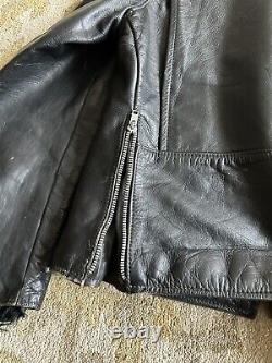 VTG 60s Brooks Leather Gold Label Cafe Racer Biker Motorcycle Jacket Sz 40 Black