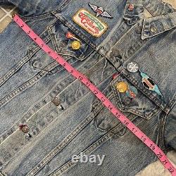 VTG 70's Patched Hand Painted Levi's Type 3 Trucker Denim Jacket 2 Pocket Size M