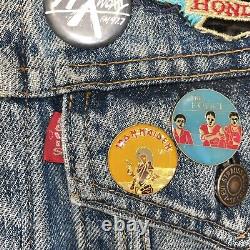 VTG 70's Patched Hand Painted Levi's Type 3 Trucker Denim Jacket 2 Pocket Size M