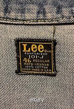 VTG 70s Sanforized Lee Union Made In USA 101-J Denim Jacket. Size L