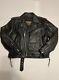VTG 80s Hudson Leather Belted Black Motorcycle Jacket Thinsulate Liner Size 46