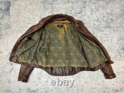 VTG 80s Natal Leather Heavy Brown Size Lace Zip Up Motorcycle Jacket Size 48 USA