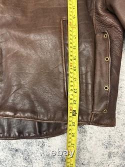 VTG 80s Natal Leather Heavy Brown Size Lace Zip Up Motorcycle Jacket Size 48 USA