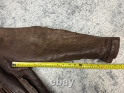VTG 80s Natal Leather Heavy Brown Size Lace Zip Up Motorcycle Jacket Size 48 USA