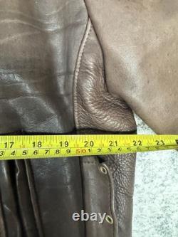VTG 80s Natal Leather Heavy Brown Size Lace Zip Up Motorcycle Jacket Size 48 USA