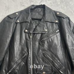 VTG 90's Harley Davidson Jacket Mens 40 Black Leather Moto Biker Zip Belt USA M