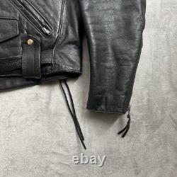VTG 90's Harley Davidson Jacket Mens 40 Black Leather Moto Biker Zip Belt USA M