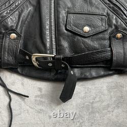 VTG 90's Harley Davidson Jacket Mens 40 Black Leather Moto Biker Zip Belt USA M