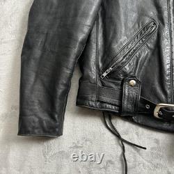 VTG 90's Harley Davidson Jacket Mens 40 Black Leather Moto Biker Zip Belt USA M