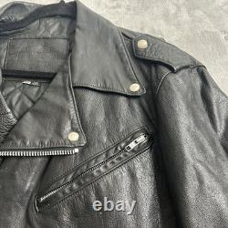 VTG 90's Harley Davidson Jacket Mens 40 Black Leather Moto Biker Zip Belt USA M