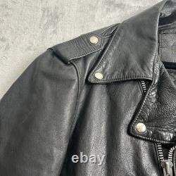 VTG 90's Harley Davidson Jacket Mens 40 Black Leather Moto Biker Zip Belt USA M