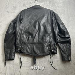 VTG 90's Harley Davidson Jacket Mens 40 Black Leather Moto Biker Zip Belt USA M