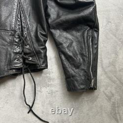 VTG 90's Harley Davidson Jacket Mens 40 Black Leather Moto Biker Zip Belt USA M