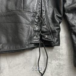 VTG 90's Harley Davidson Jacket Mens 40 Black Leather Moto Biker Zip Belt USA M