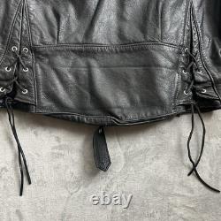 VTG 90's Harley Davidson Jacket Mens 40 Black Leather Moto Biker Zip Belt USA M