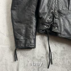 VTG 90's Harley Davidson Jacket Mens 40 Black Leather Moto Biker Zip Belt USA M