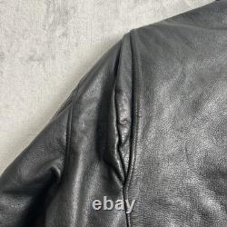 VTG 90's Harley Davidson Jacket Mens 40 Black Leather Moto Biker Zip Belt USA M