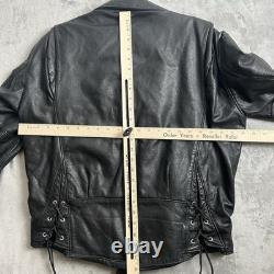 VTG 90's Harley Davidson Jacket Mens 40 Black Leather Moto Biker Zip Belt USA M