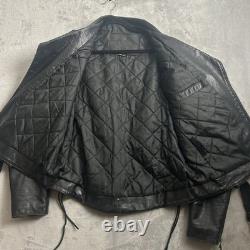 VTG 90's Harley Davidson Jacket Mens 40 Black Leather Moto Biker Zip Belt USA M