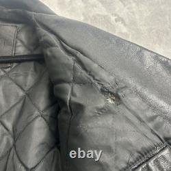 VTG 90's Harley Davidson Jacket Mens 40 Black Leather Moto Biker Zip Belt USA M