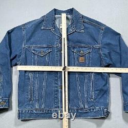 VTG 90s Carhartt J12DST Mens Jacket Trucker Denim Jean USA Made Medium Coat