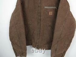 VTG 90s Carhartt Mens Faded Brown US Detroit Jacket Blanket Lined Workwear XL