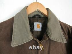 VTG 90s Carhartt Mens Faded Brown US Detroit Jacket Blanket Lined Workwear XL