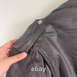 VTG 90s WILSONS Black Leather Motorcycle Biker Punk Jacket Moto Zipper Belt XL