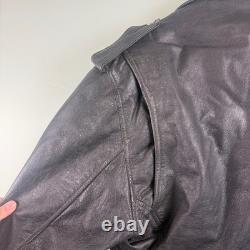 VTG 90s WILSONS Black Leather Motorcycle Biker Punk Jacket Moto Zipper Belt XL