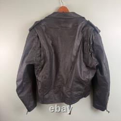 VTG 90s WILSONS Black Leather Motorcycle Biker Punk Jacket Moto Zipper Belt XL
