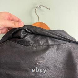 VTG 90s WILSONS Black Leather Motorcycle Biker Punk Jacket Moto Zipper Belt XL