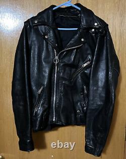 VTG AMF Harley Davidson Mens Sz 46 Tall Leather Jacket Distressed Eagle Patch