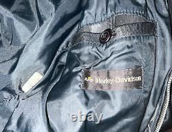 VTG AMF Harley Davidson Mens Sz 46 Tall Leather Jacket Distressed Eagle Patch