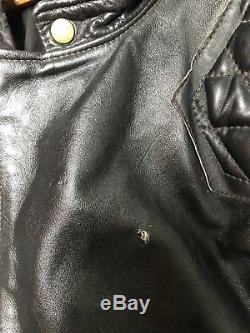 VTG Amazing Black Langlitz Cascade Padded Leather Motorcycle Jacket Rare Size S