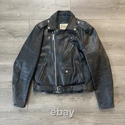 VTG Berman's Leather Jacket Motorcycle Full Zip Black Leather Mens Sz 42