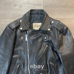 VTG Berman's Leather Jacket Motorcycle Full Zip Black Leather Mens Sz 42