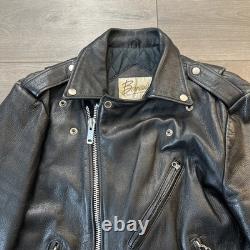 VTG Berman's Leather Jacket Motorcycle Full Zip Black Leather Mens Sz 42