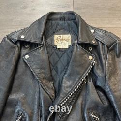 VTG Berman's Leather Jacket Motorcycle Full Zip Black Leather Mens Sz 42