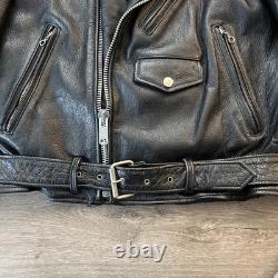 VTG Berman's Leather Jacket Motorcycle Full Zip Black Leather Mens Sz 42