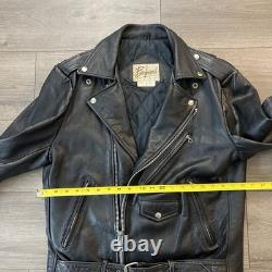 VTG Berman's Leather Jacket Motorcycle Full Zip Black Leather Mens Sz 42