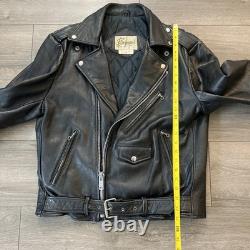 VTG Berman's Leather Jacket Motorcycle Full Zip Black Leather Mens Sz 42