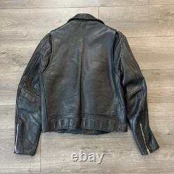 VTG Berman's Leather Jacket Motorcycle Full Zip Black Leather Mens Sz 42