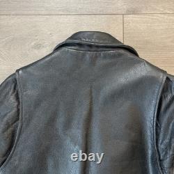 VTG Berman's Leather Jacket Motorcycle Full Zip Black Leather Mens Sz 42