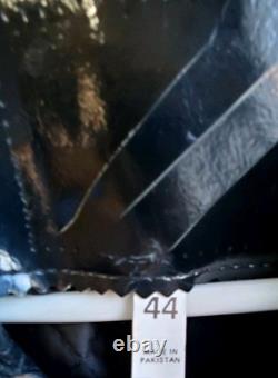 VTG Black Leather Motorcycle Jacket SZ 44 Heavy Durable Lace Up Sides Biker